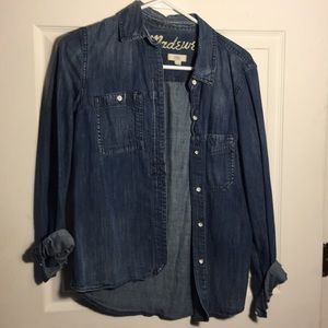 Madewell chambray in dark denim wash